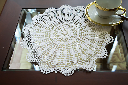 Round Crochet Placemat. 14" Round. White color. 4 pieces pack